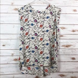 Pleione Floral Print Cap Sleeve Top